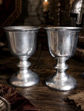 WP Made In USA Pair Of Pewter Goblets Chalice Wedding Medieval Toasting Glasses